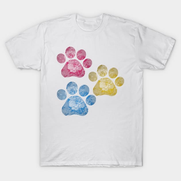 Subtle Floral Paw Prints Flag T-Shirt by Gedwolcraeft